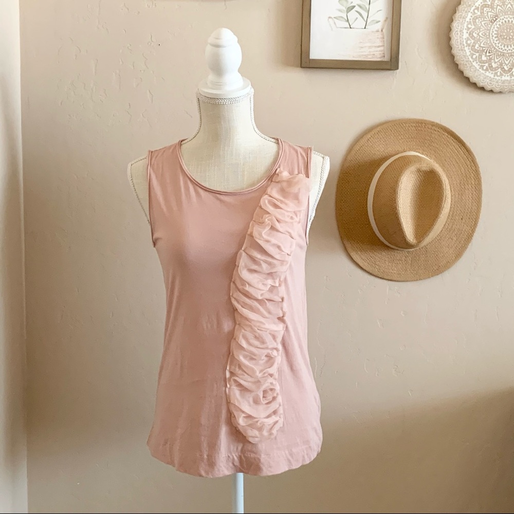 J.Crew Blush Pink Asymmetrical Ruffle Tank Top